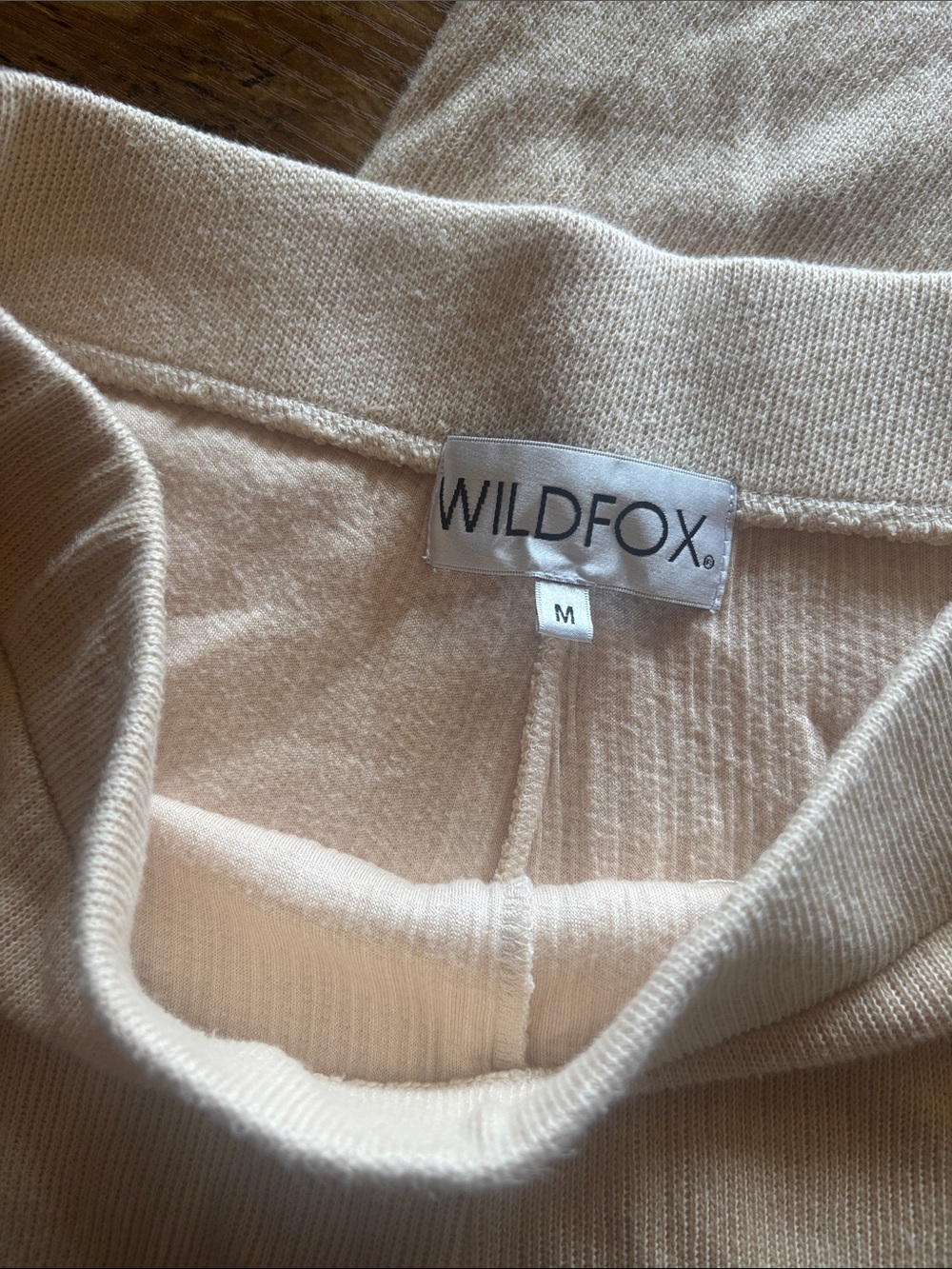 Wildfox Cream Ribbed Knit Wide-Leg Pants - Picture 3 of 3